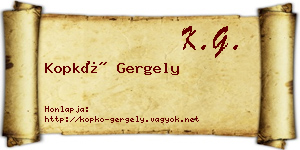 Kopkó Gergely névjegykártya